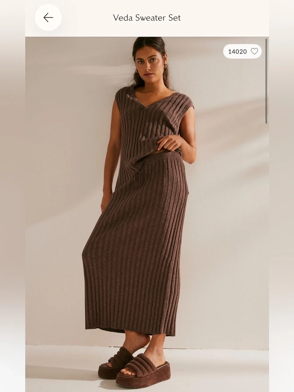 Free People Ribbed Maxi Skirt in Chocolate Brown